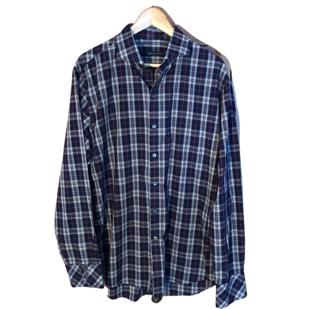 ZACHARY Prell spread collar plaid shirt xl